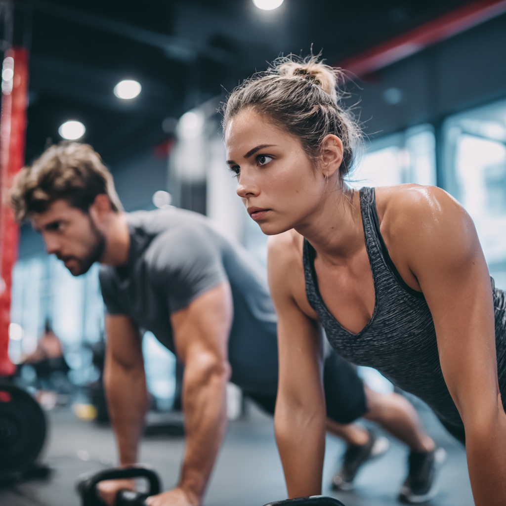 Confident Polish fitness enthusiast showing strength and determination during outdoor workout